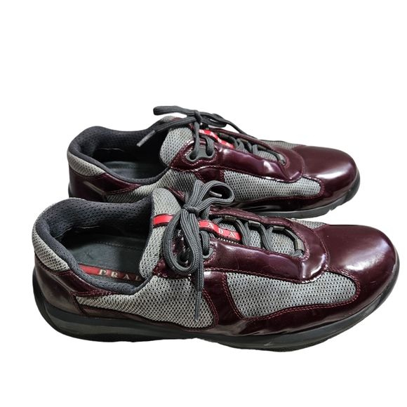 Prada Designer Men's Colorblock Burgundy Shoes - Picture 2 of 15